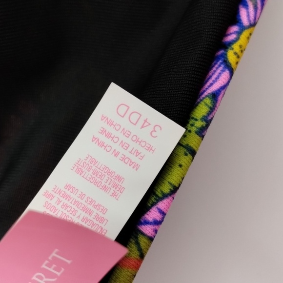 Victoria Secret 34DD floral bikini top fasten back and neck tie back - Picture 7 of 8